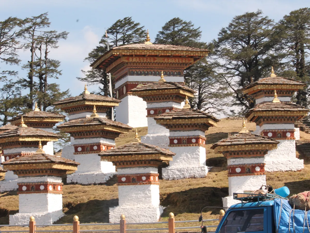 The 108 Druk Wangyal chortens at Dochula Pass