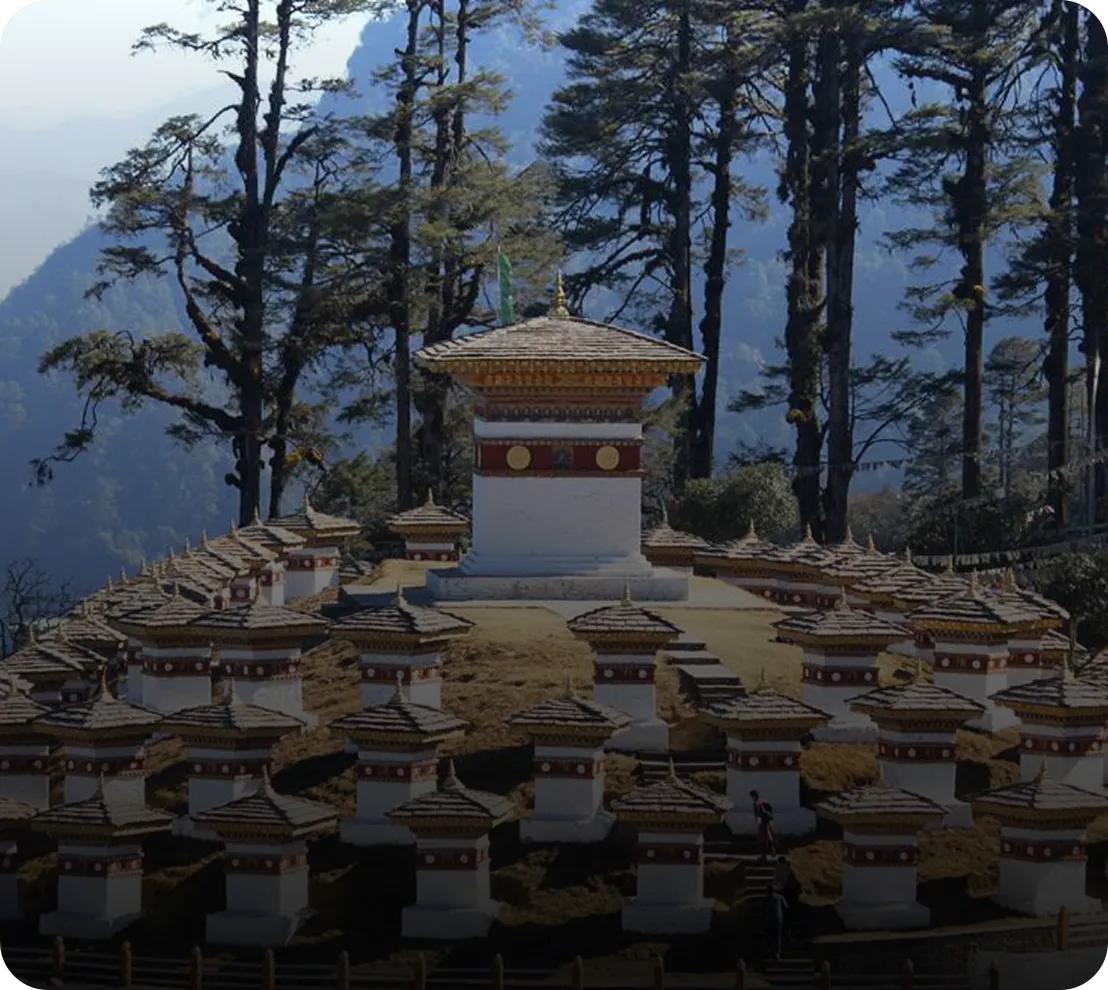 The 108 chortens at Dochula Pass