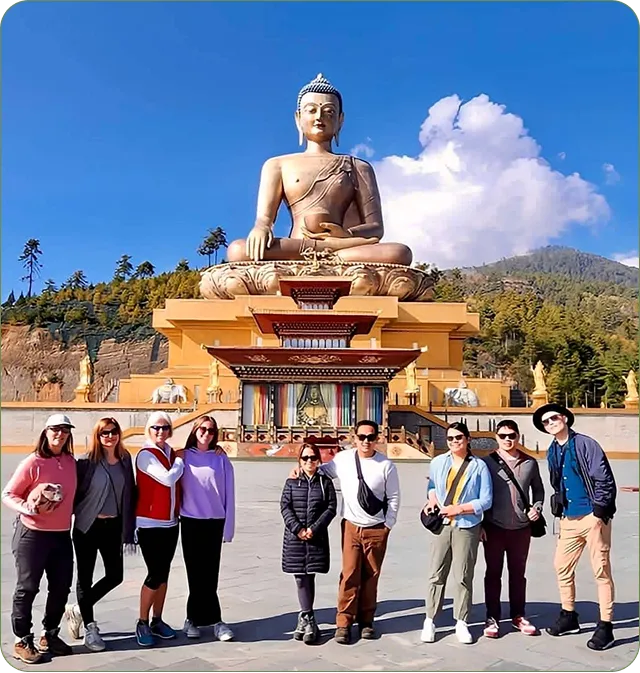 Evergreen Travels group at Buddha Dordenma, Thimphu
