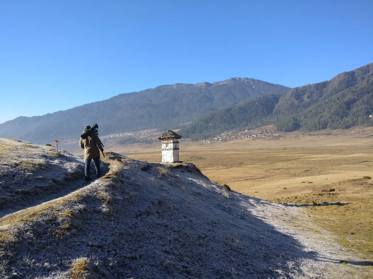 The Phobjikha valley floor at 3,000 m